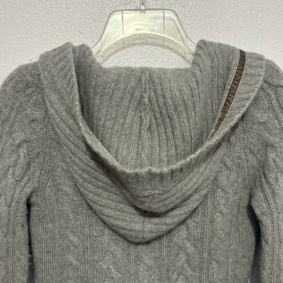 Vintage Abercrombie & Fitch Gray Cable Knot Hooded Sweater Cardigan Size Medium - Picture 10 of 15